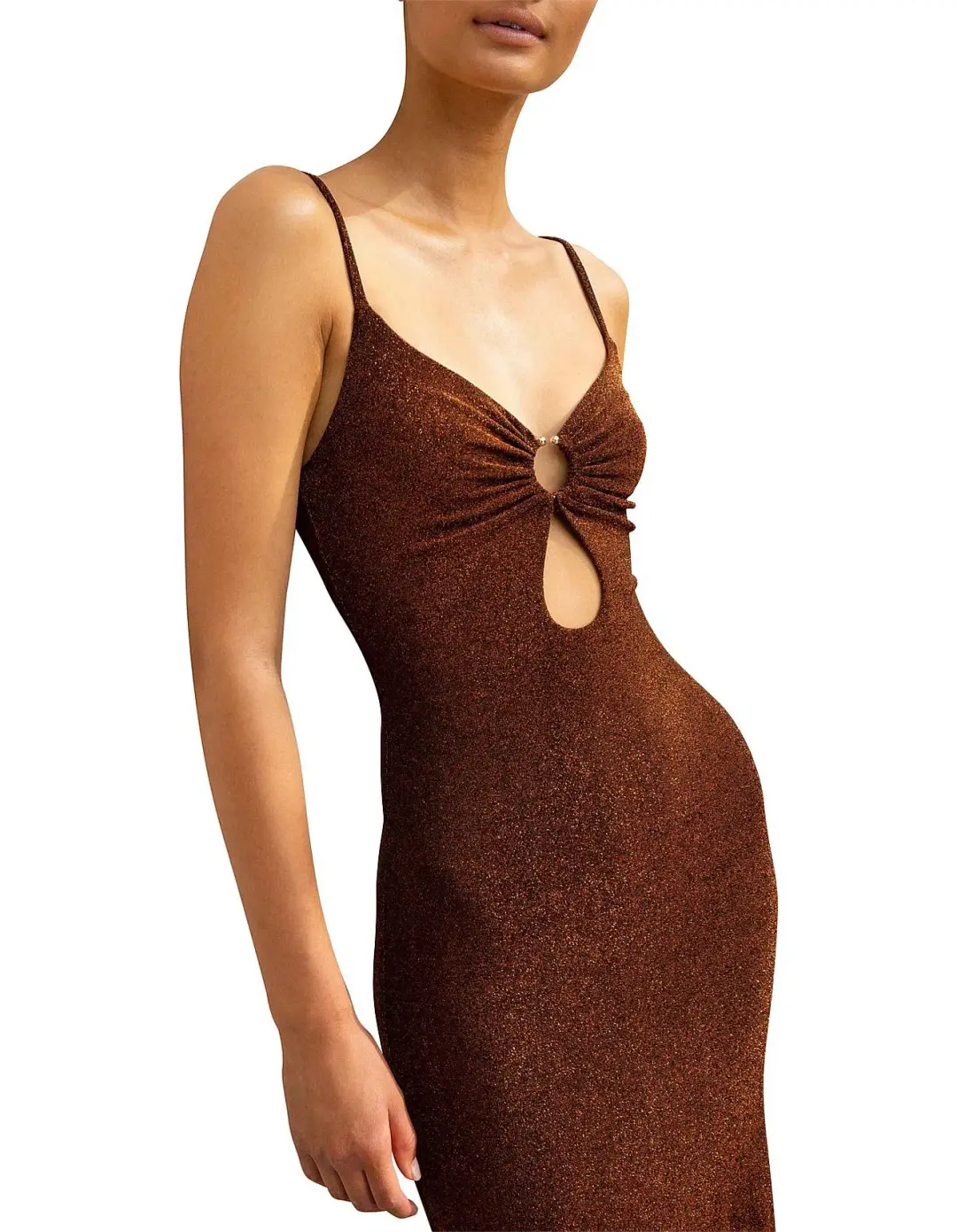 Misha Josette Midi Dress Brown Size 6 for rent on The Volte - main image