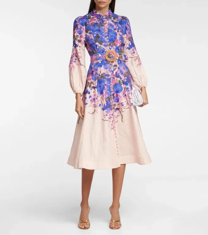 Zimmermann High Tide Buttoned Midi Dress Floral Size 1 / AU 10 for rent on The Volte - main image