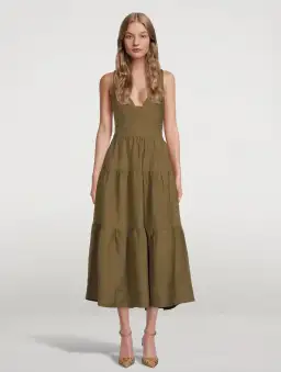 Shona Joy Juliana Midi Dress Khaki Size AU 10