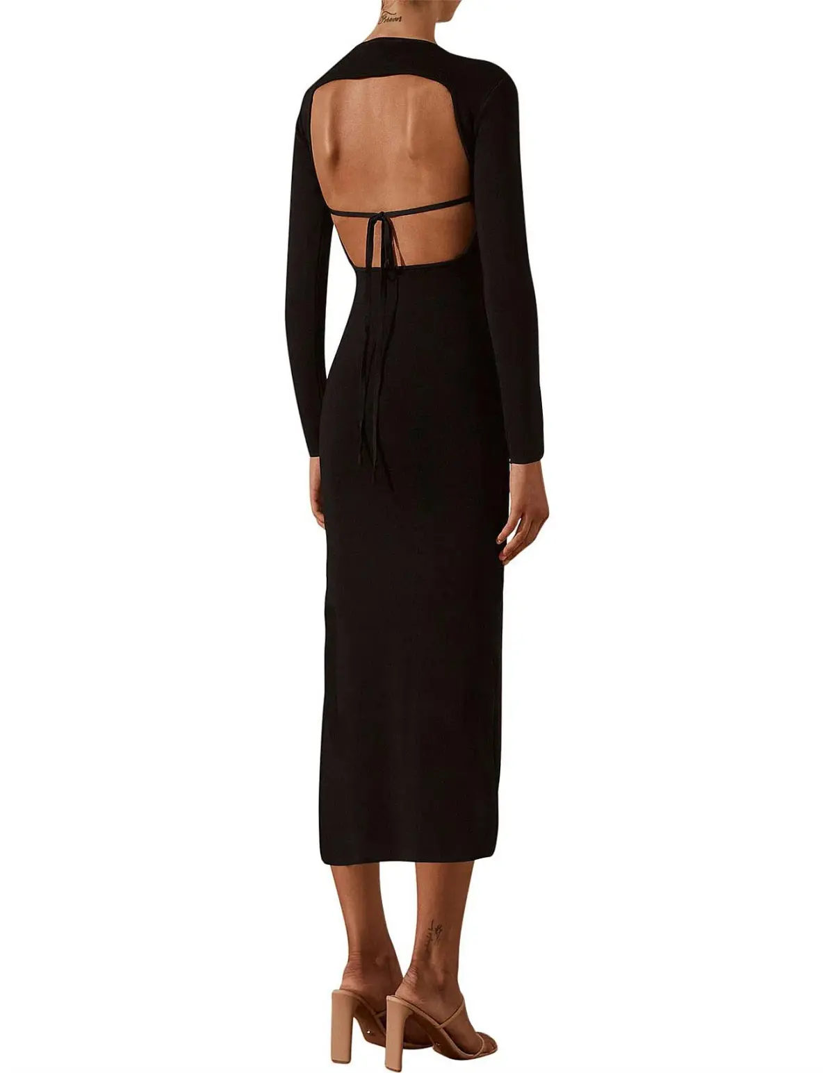 Shona Joy Lyon Long Sleeve Backless Midi Dress Black Size M/Au 12 - Image 2