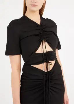 Christopher Esber Ruched Multi Panel Tee Dress Black Size 6 for rent on The Volte - image 3