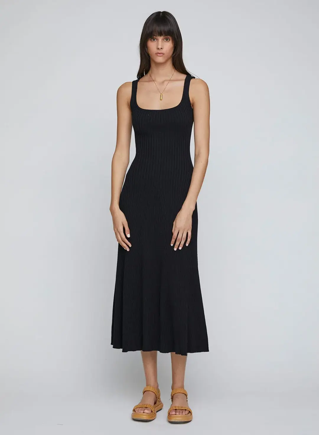 Anna Quan Dido Rib Knit Midi Dress Black Size 8 for rent on The Volte - main image