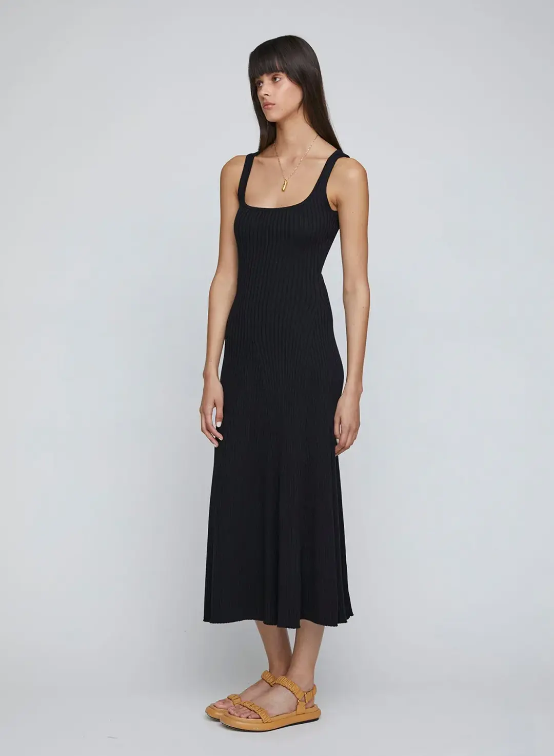 Anna Quan Dido Rib Knit Midi Dress Black Size 8 for rent on The Volte - main image