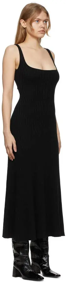 Anna Quan Dido Rib Knit Midi Dress Black Size 8 for rent on The Volte - main image
