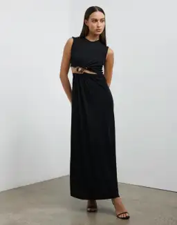 Christopher Esber Ruched Quartz Abacus Dress Black Size 8