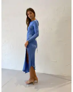 Bec & Bridge Delphine Long Sleeve Midi Dress in Cornflower Blue Size AU 6 for rent on The Volte - image 4