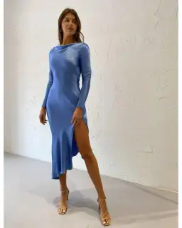 Bec & Bridge Delphine Long Sleeve Midi Dress in Cornflower Blue Size AU 6 for rent on The Volte - image 3
