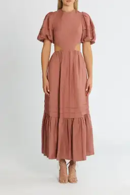 Shona Joy Vega Cut Out Open Back Midi Dress Rose Pink Size 12