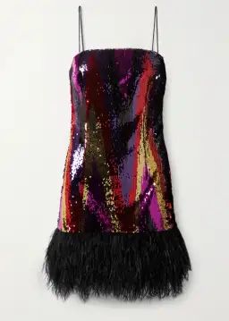 Rebecca Vallance Kaia Feather-Trimmed Sequin Tulle Mini Dress Multi Size 10 for rent on The Volte - image 5