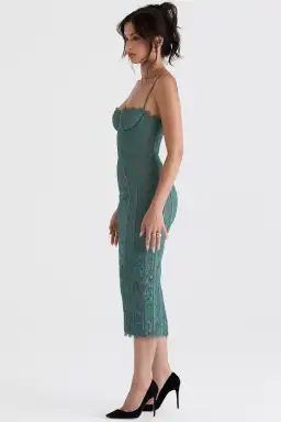 House of CB Joelle Lace Midi Dress Green Size L/Au 12 for rent on The Volte - image 3