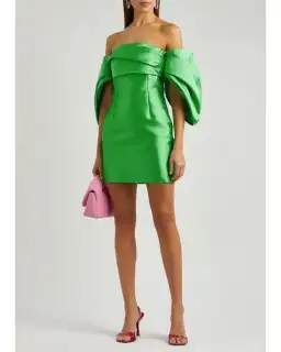 Solace London Elina Satin Mini Dress Lime Green Size 12 for rent on The Volte - image 2