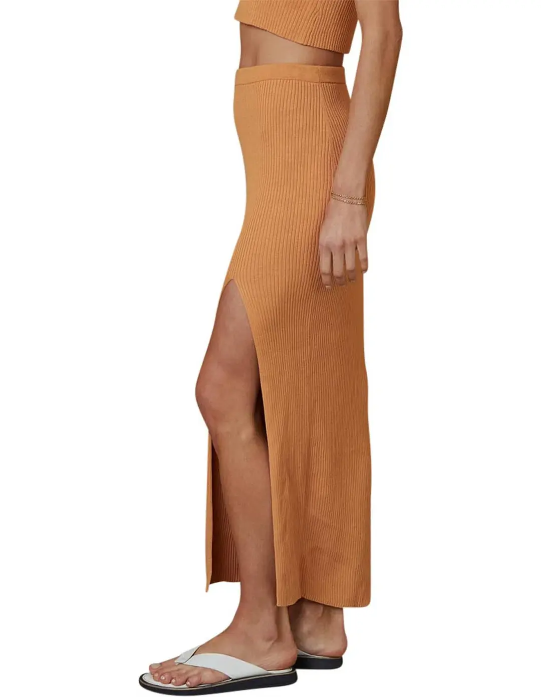 Bec & Bridge Margot Knit Midi Skirt Nutmeg Size 12 for rent on The Volte - main image