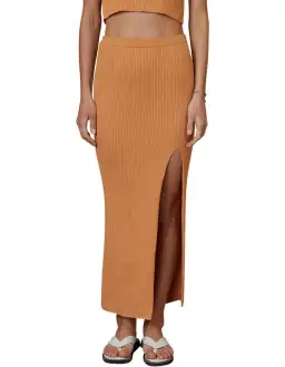 Bec & Bridge Margot Knit Midi Skirt Nutmeg Size 12 for rent on The Volte - image 2