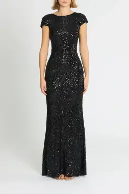 Badgley Mischka Sequin Cowl Back Gown Black Size 8 for rent on The Volte - image 1