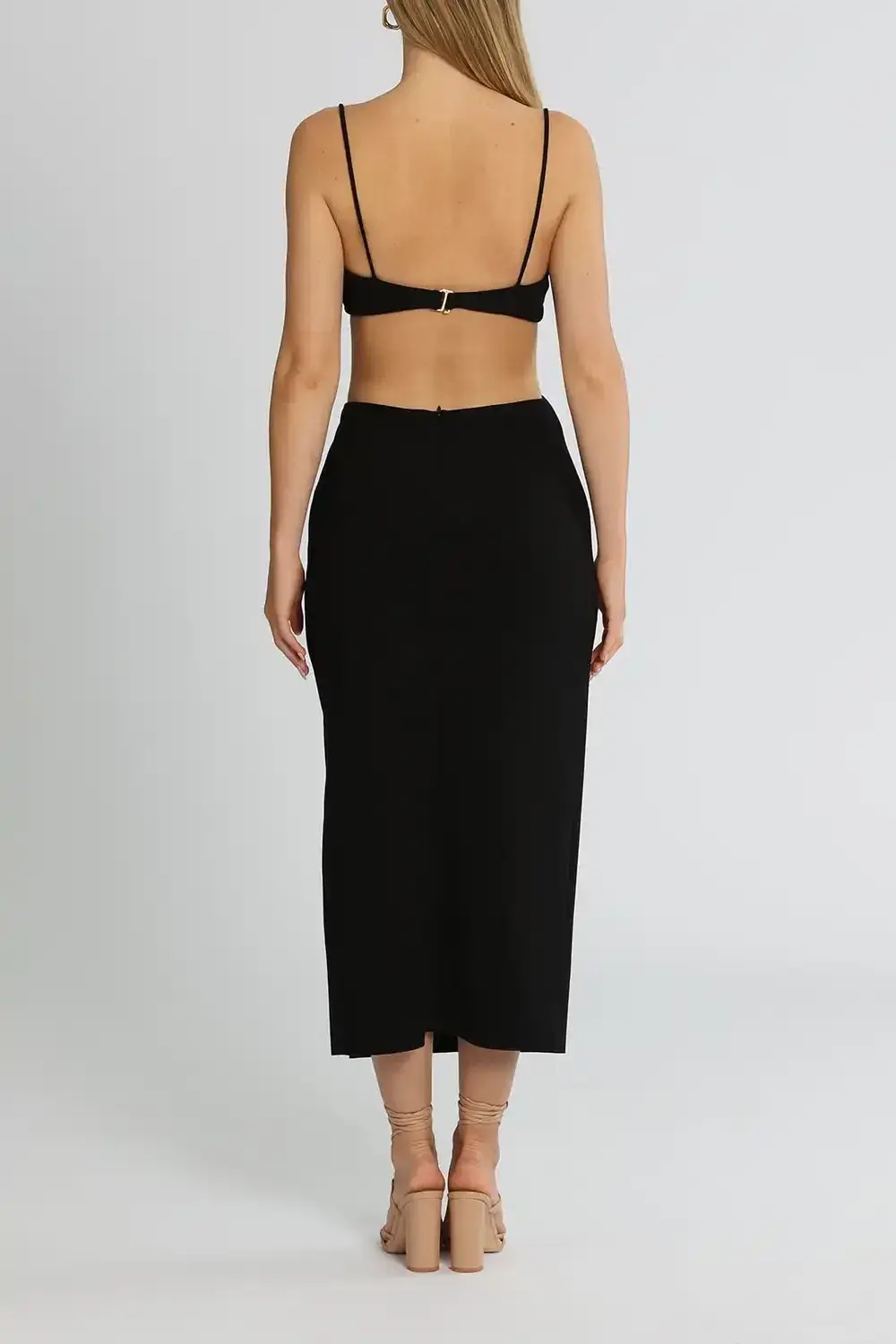 Bec & Bridge Alba Cut Out Midi Dress Black Size 12 for rent on The Volte - main image