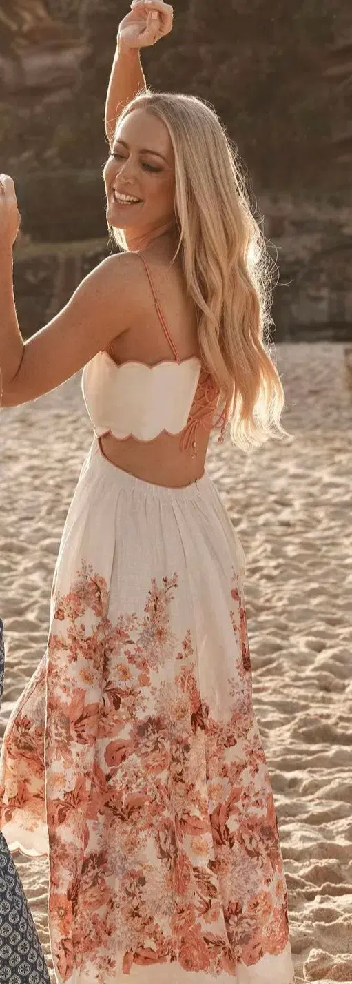 Zimmermann Devi Scallop Midi Dress Floral Size 1 / AU 10 for rent on The Volte - main image