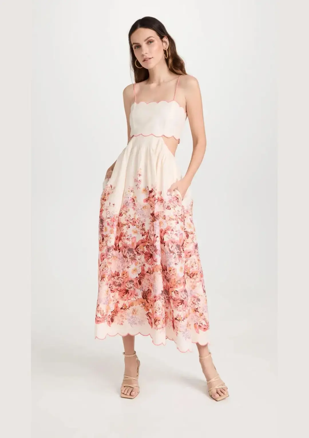 Zimmermann Devi Scallop Midi Dress Floral Size 1 / AU 10 for rent on The Volte - main image