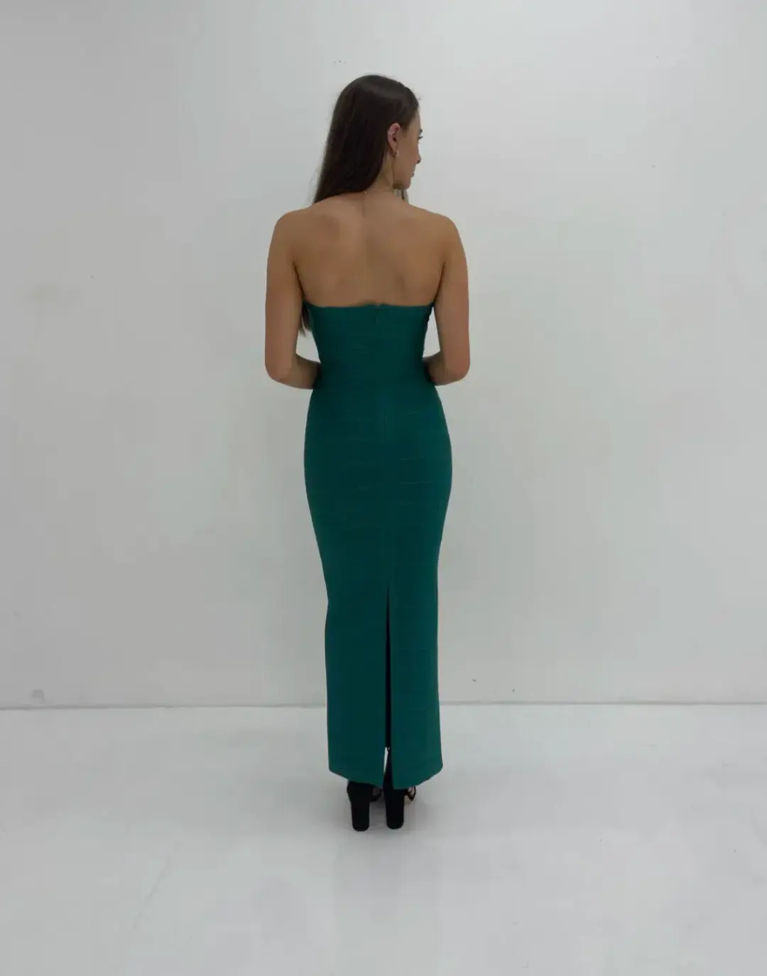 Herve Leger Strapless Gown Jade Size S / AU 8 for rent on The Volte - main image