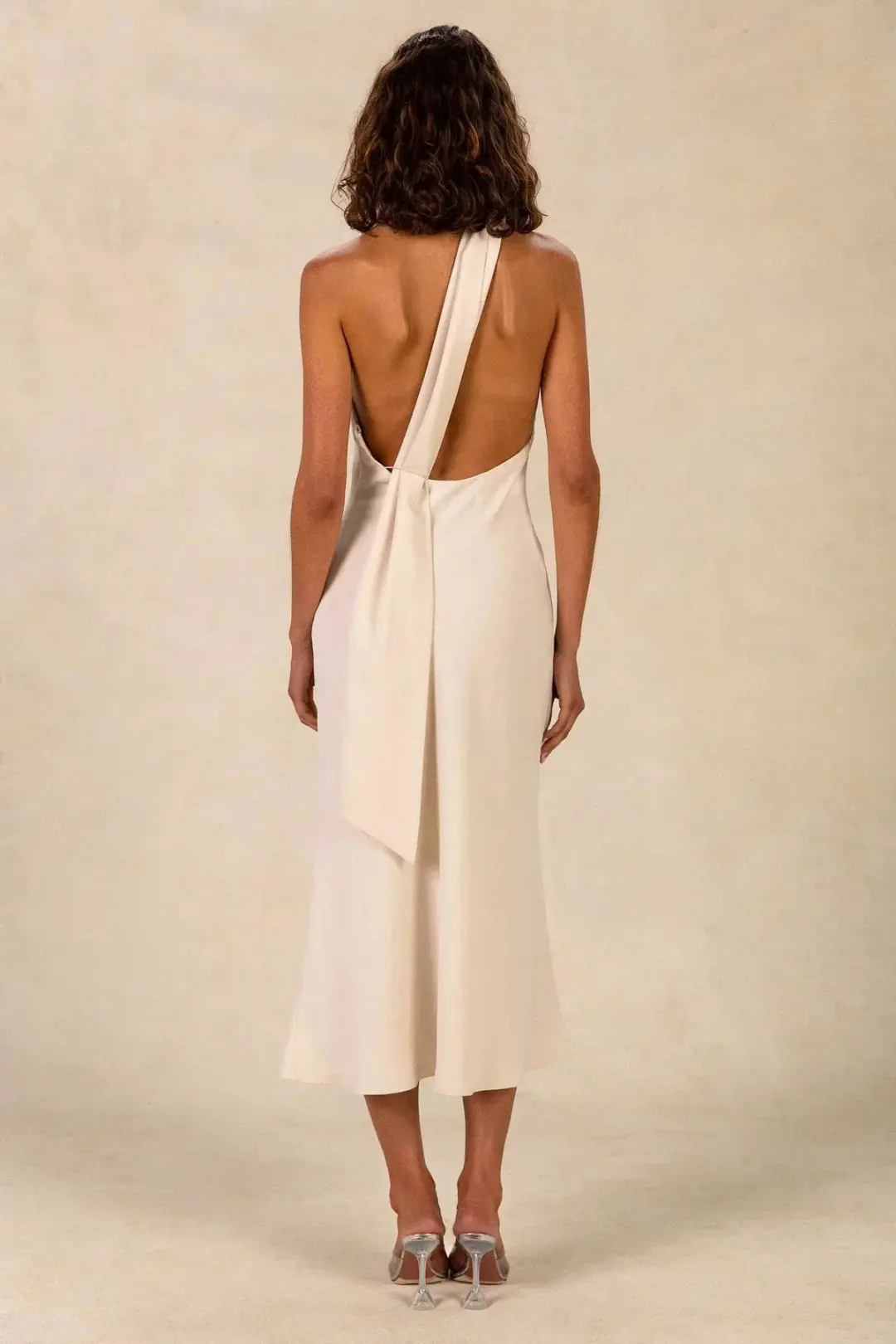 Misha Vivica Satin Midi Dress Ivory Size 10/M for rent on The Volte - main image