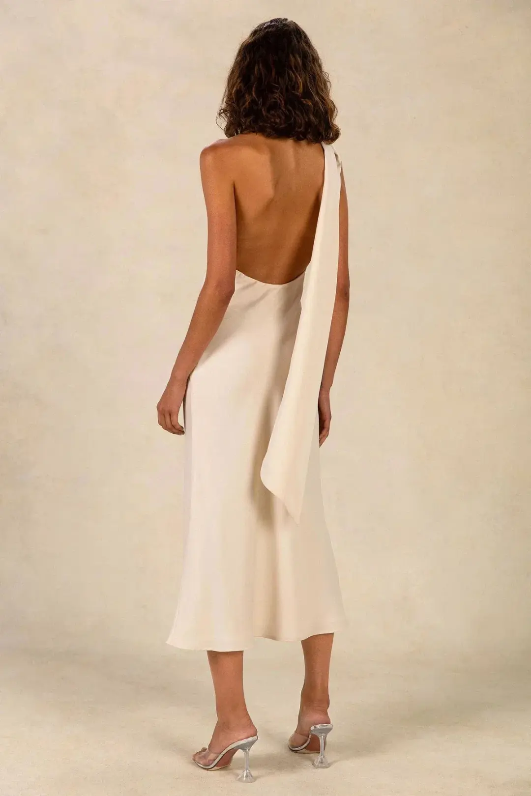 Misha Vivica Satin Midi Dress Ivory Size 10/M for rent on The Volte - main image