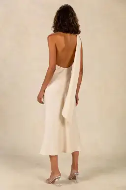 Misha Vivica Satin Midi Dress Ivory Size 10/M for rent on The Volte - image 2