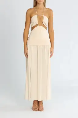 Bec & Bridge Adaline Cut Out Maxi Dress Cream Size AU 12
