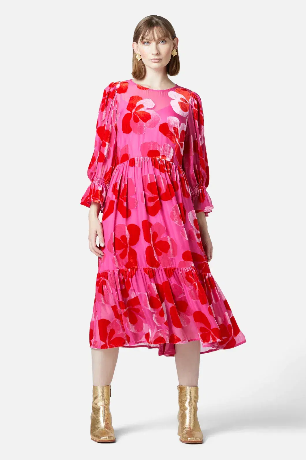 Gorman Pansy Devore Dress Maxi Pink Size AU 12 for rent on The Volte - main image