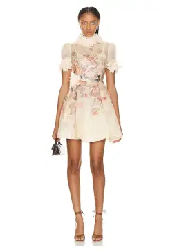 Zimmermann Luminosity Lift Off Flower Mini Dress Morisot Cream Print Size 1 / AU 10 for rent on The Volte - image 1