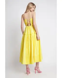 Aje Romance Tie Strap Midi Dress Sunshine Yellow Size 16