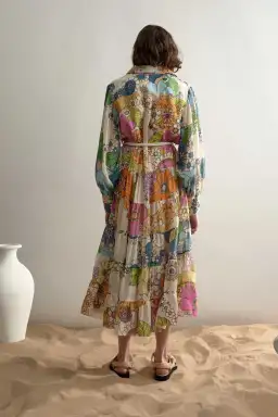Alemais Farrah Tiered Floral Shirt Dress Floral Size 14