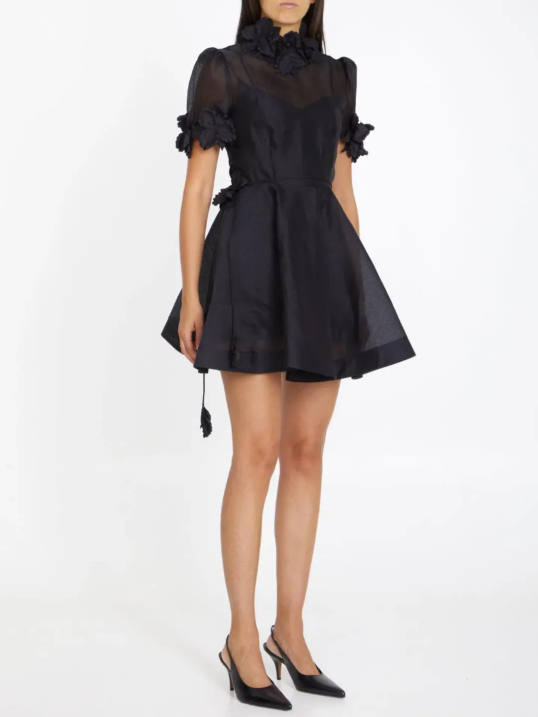 Zimmermann Luminosity Liftoff Flower Mini Dress Black Size 1 / AU 10 for rent on The Volte - main image