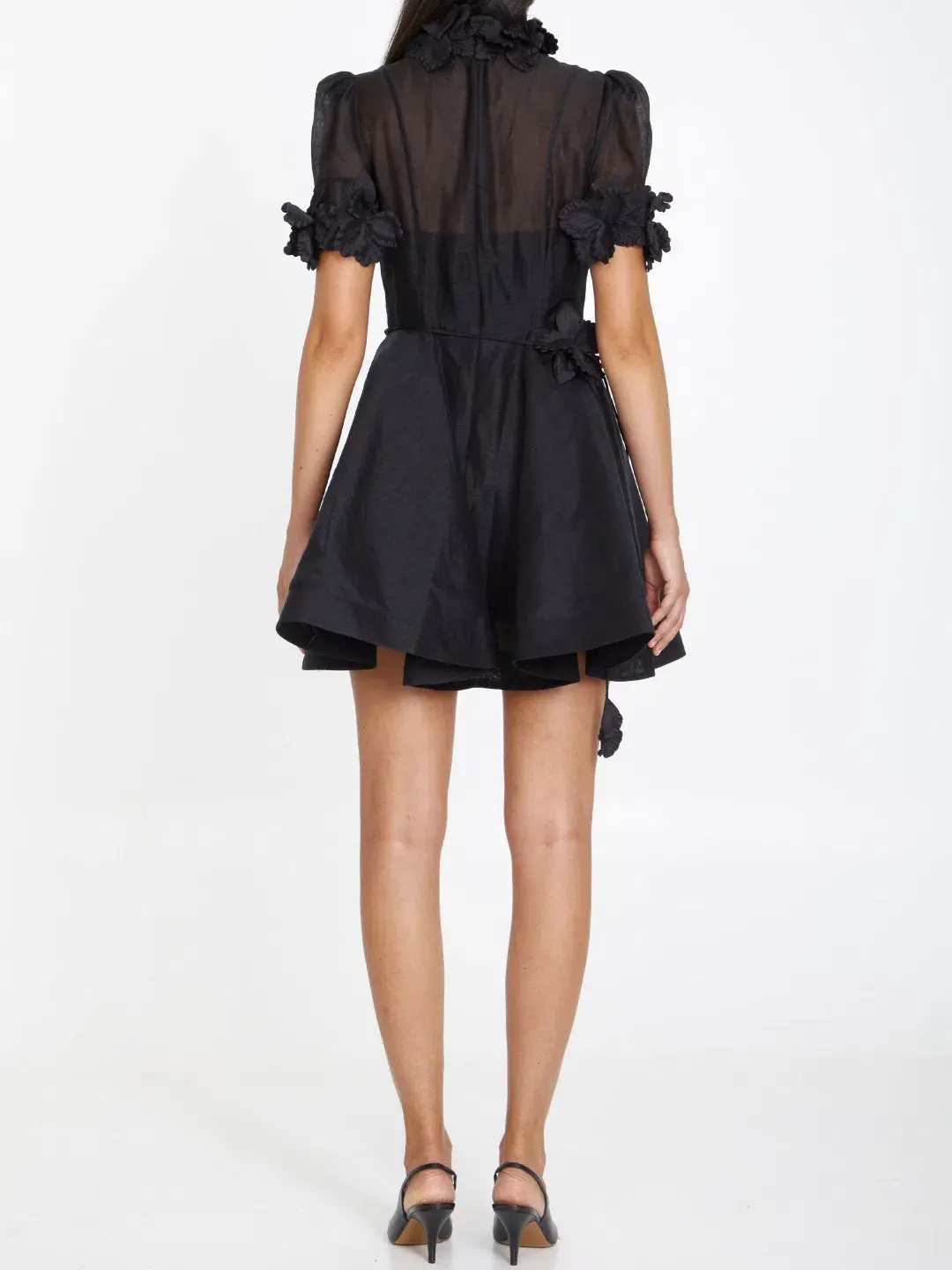 Zimmermann Luminosity Liftoff Flower Mini Dress Black Size 1 / AU 10 for rent on The Volte - main image