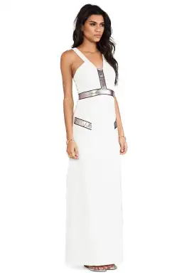 Bariano Lumier Queen Serpent Maxi Dress White Size 6 for rent on The Volte - image 1