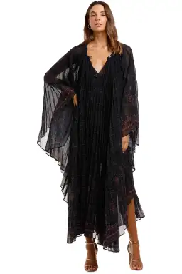 Camilla Sunray Pleated Kaftan Black Size 10