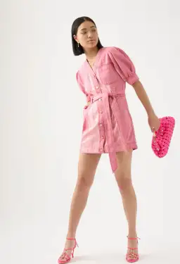 AJE Shades Pink Denim Dress Two Tone Pink Size 6