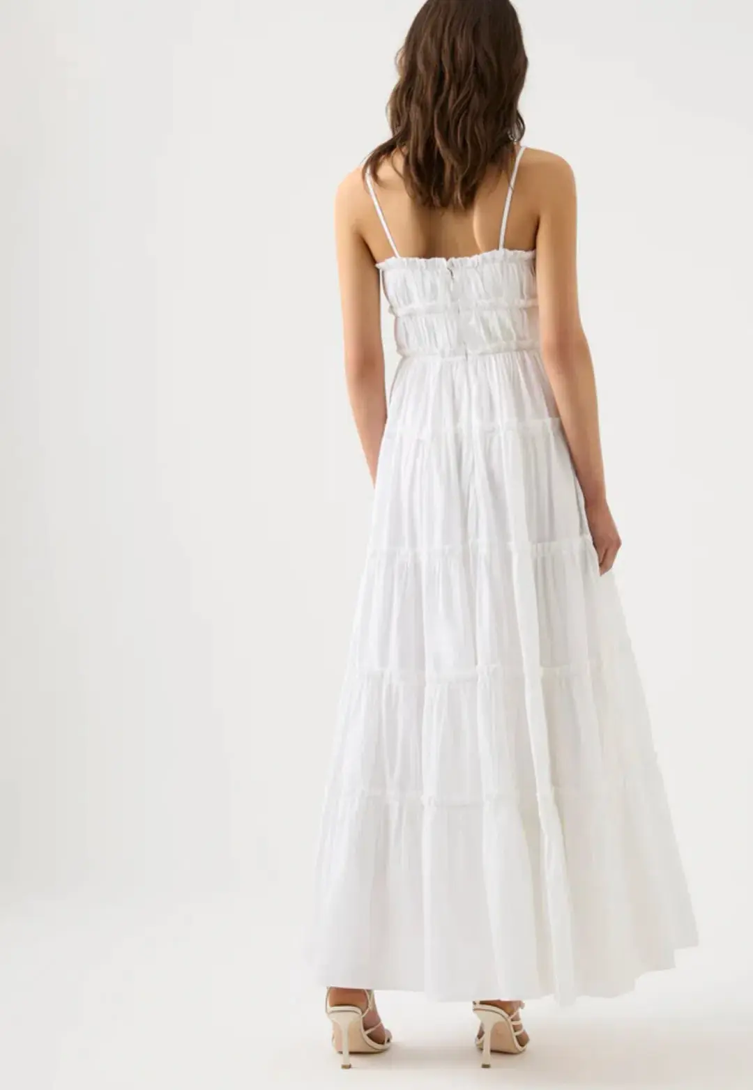 AJE Luna Tiered Maxi Dress Ivory Size 6 for rent on The Volte - main image