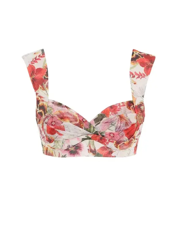 Zimmermann Wonderland Bralette In Elka Poppy Ivory Print Size 1 / AU 10 for rent on The Volte - main image