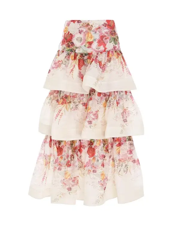 Zimmermann The Wonderland Skirt and Bralette in Elka Poppy Ivory Print Size 0 AU8 for rent on The Volte - main image
