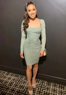 House Of CB Freyja Gathered Corset Dress Green Size XS / AU 6 for rent on The Volte - image 4