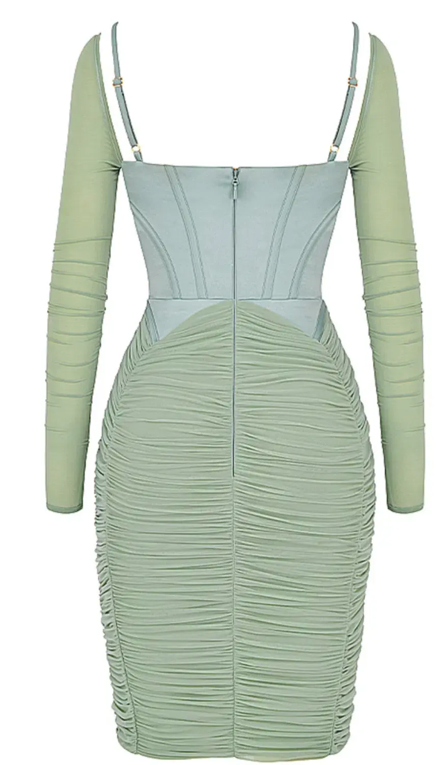 House Of CB Freyja Gathered Corset Dress Green Size XS / AU 6 for rent on The Volte - main image