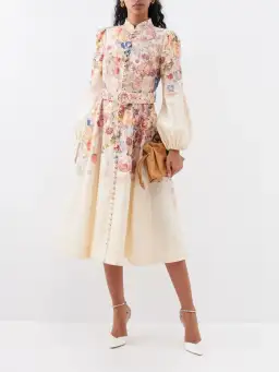 Zimmermann Luminosity Buttoned Midi Dress Morisot Cream Floral Print Size 2 / AU 12 for rent on The Volte - image 2