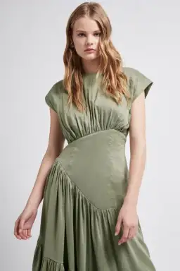 Aje Midi Reflection Dress In Oakmoss Size AU 6 for rent on The Volte - image 3