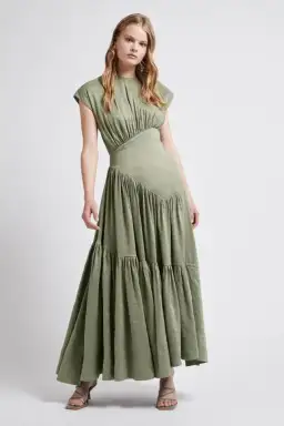 Aje Midi Reflection Dress In Oakmoss Size AU 6 for rent on The Volte - image 1