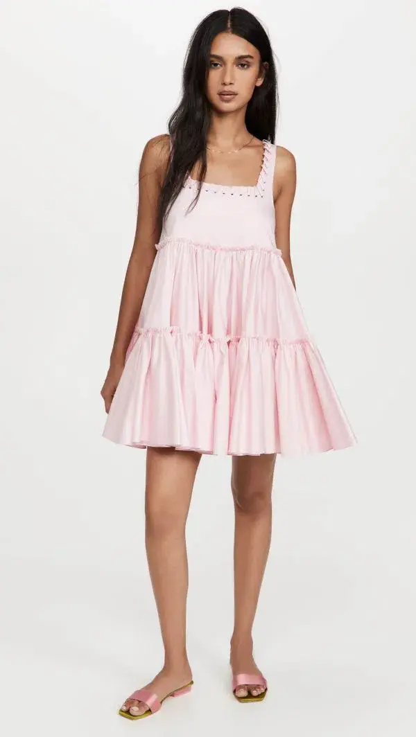 Aje Hushed Laced Sleevless Mini Dress Pink Size AU 6 for rent on The Volte - main image