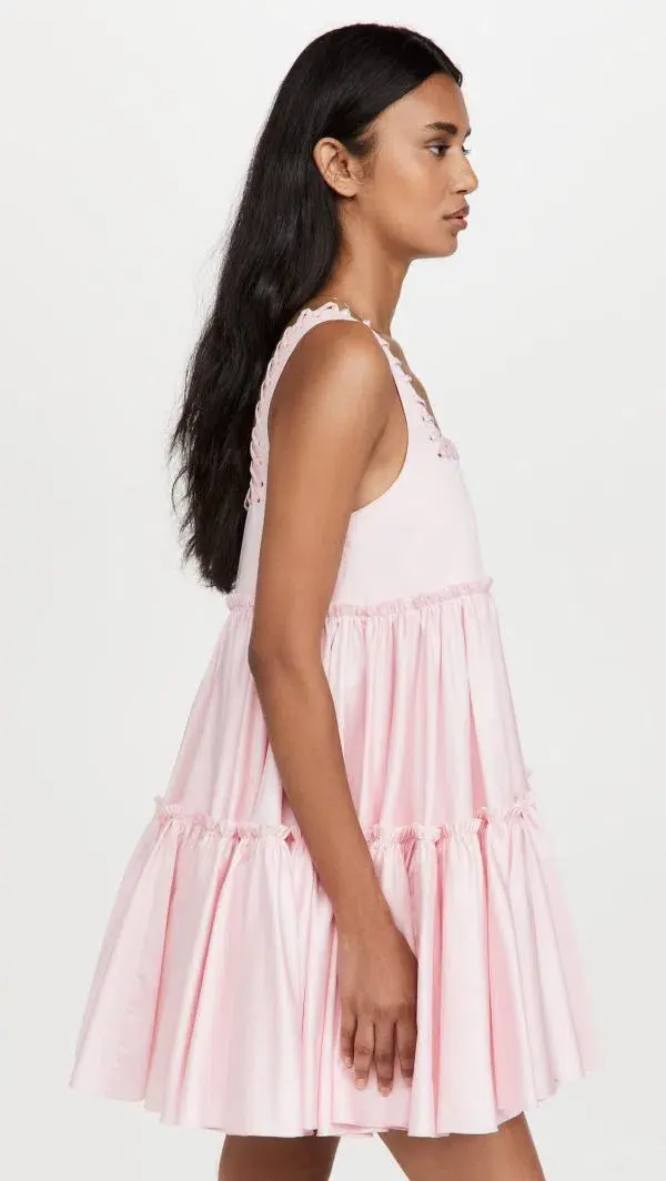 Aje Hushed Laced Sleevless Mini Dress Pink Size AU 6 for rent on The Volte - main image