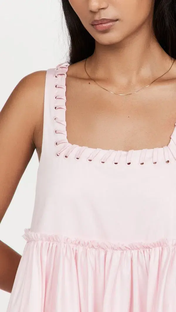 Aje Hushed Laced Sleevless Mini Dress Pink Size AU 6 for rent on The Volte - main image