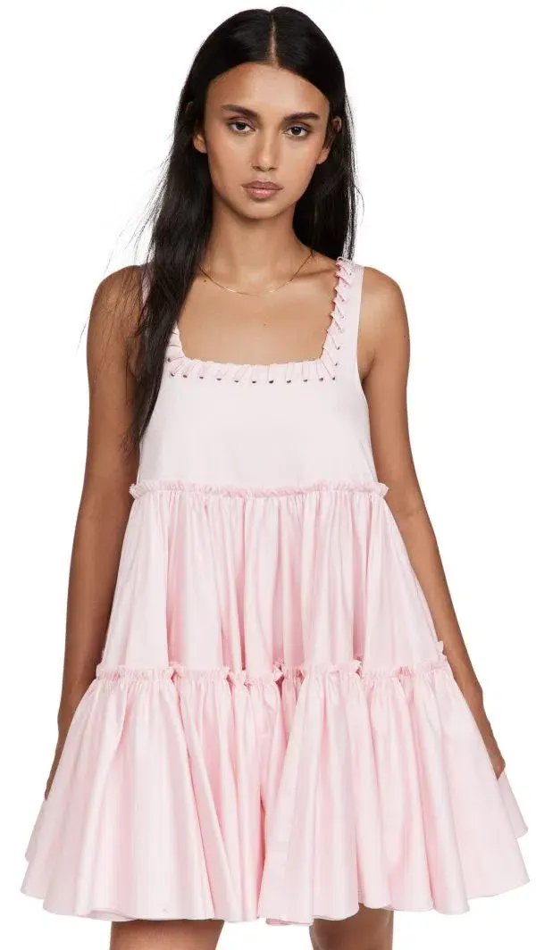 Aje Hushed Laced Sleevless Mini Dress Pink Size AU 6 for rent on The Volte - main image