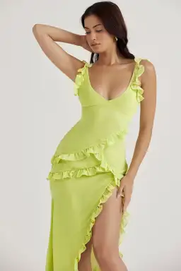 House of CB Pixie Ruffle Maxi in Lime Green Size 8 / Small for rent on The Volte - image 3