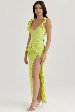 House of CB Pixie Ruffle Maxi in Lime Green Size 8 / Small for rent on The Volte - image 4