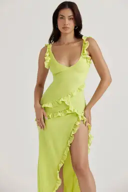 House of CB Pixie Ruffle Maxi in Lime Green Size 8 / Small for rent on The Volte - image 5